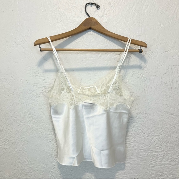 Vintage Victorias Secret XS Gold Label Cami Camisole Top Ivory White Satin Lace - Picture 9 of 9